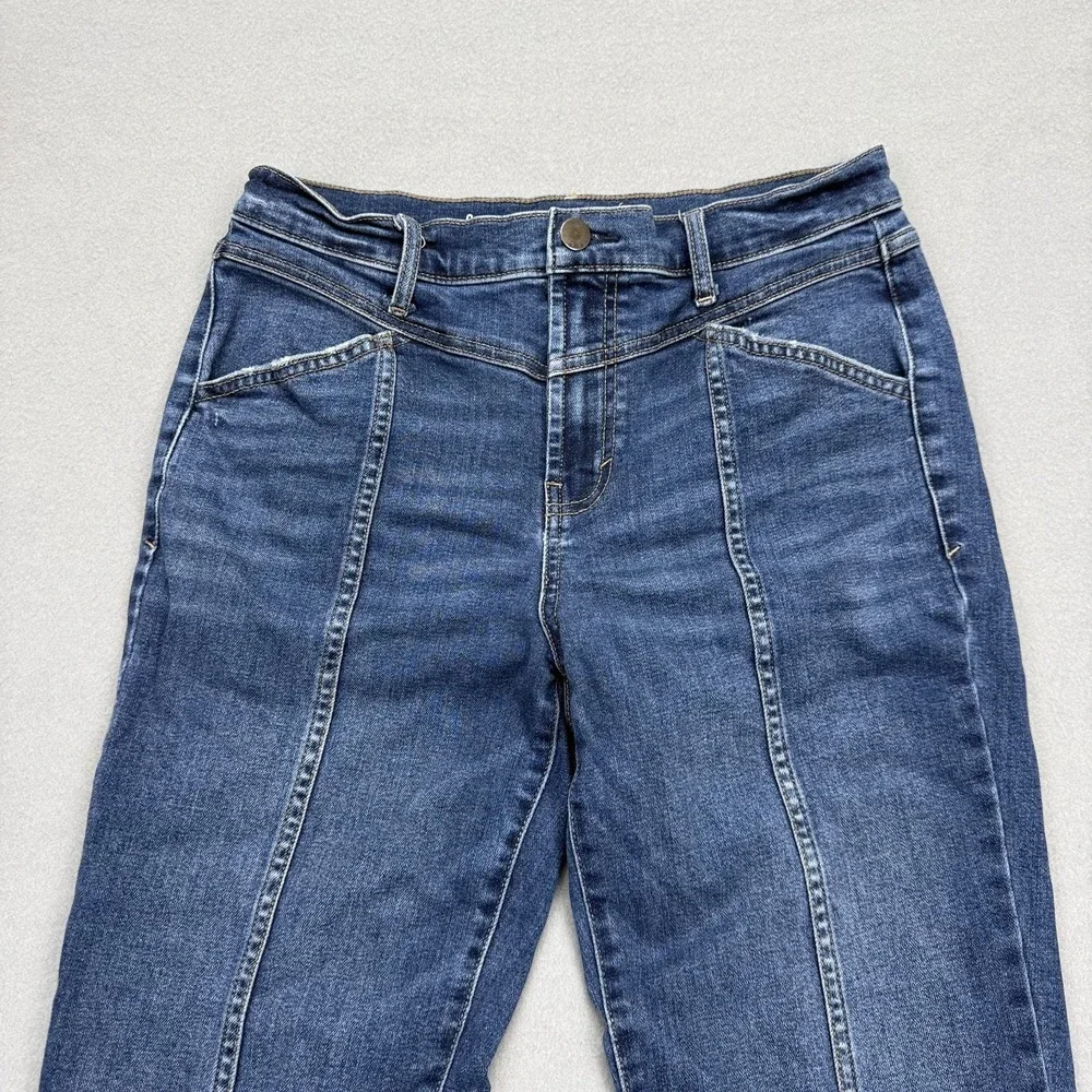 ANA Women's‎ Jeans Size 6 High Rise Stretch Panel Straight Leg Crop Raw Hem